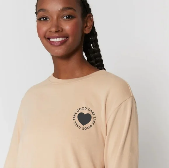 Spiritual Gangster Take Good Care Vintage Terry Crop Sweatshirt- NWT Med… - Picture 2 of 8